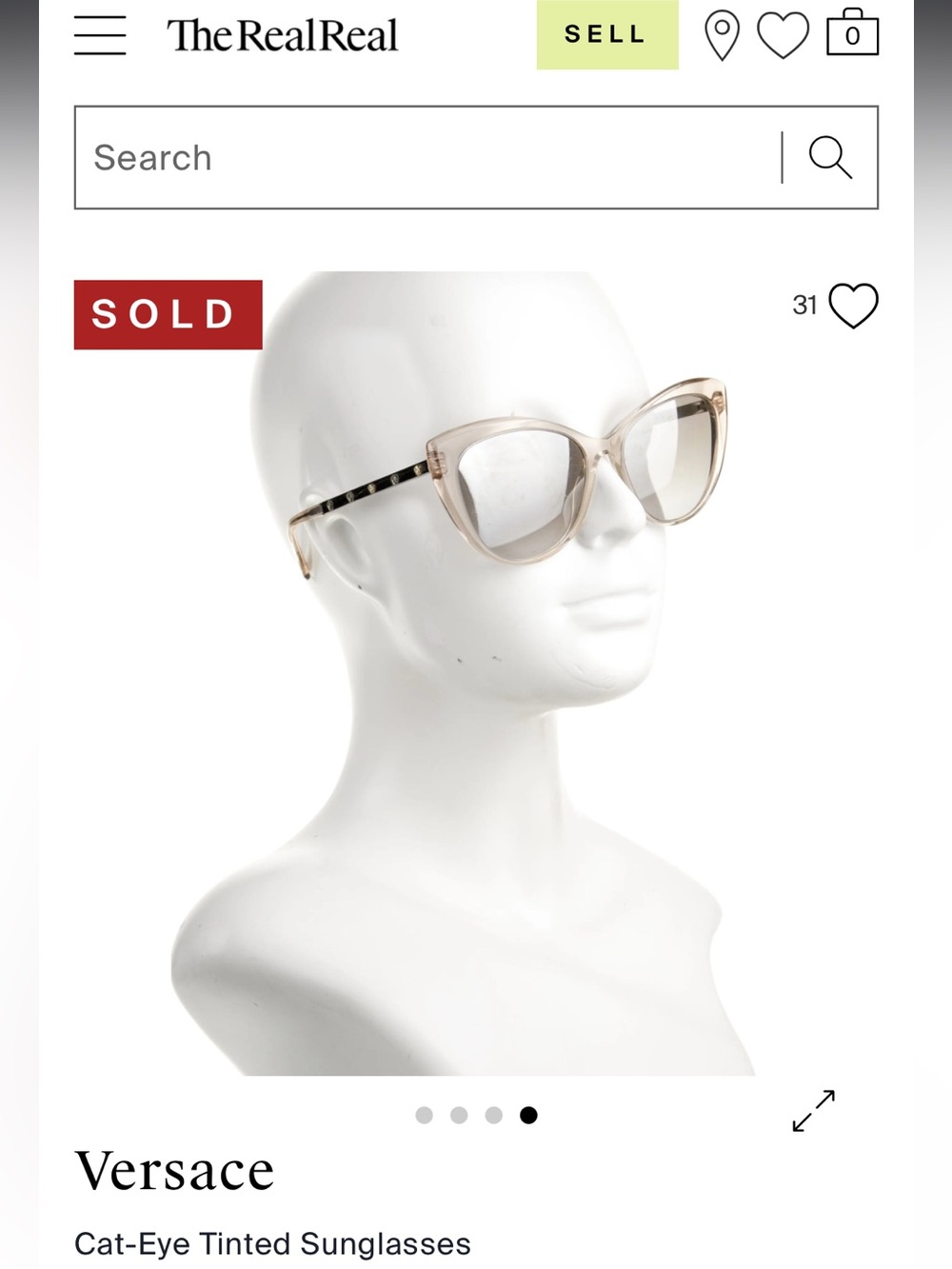 Versace Cat-Eye Sunglasses in Light Beige and Black